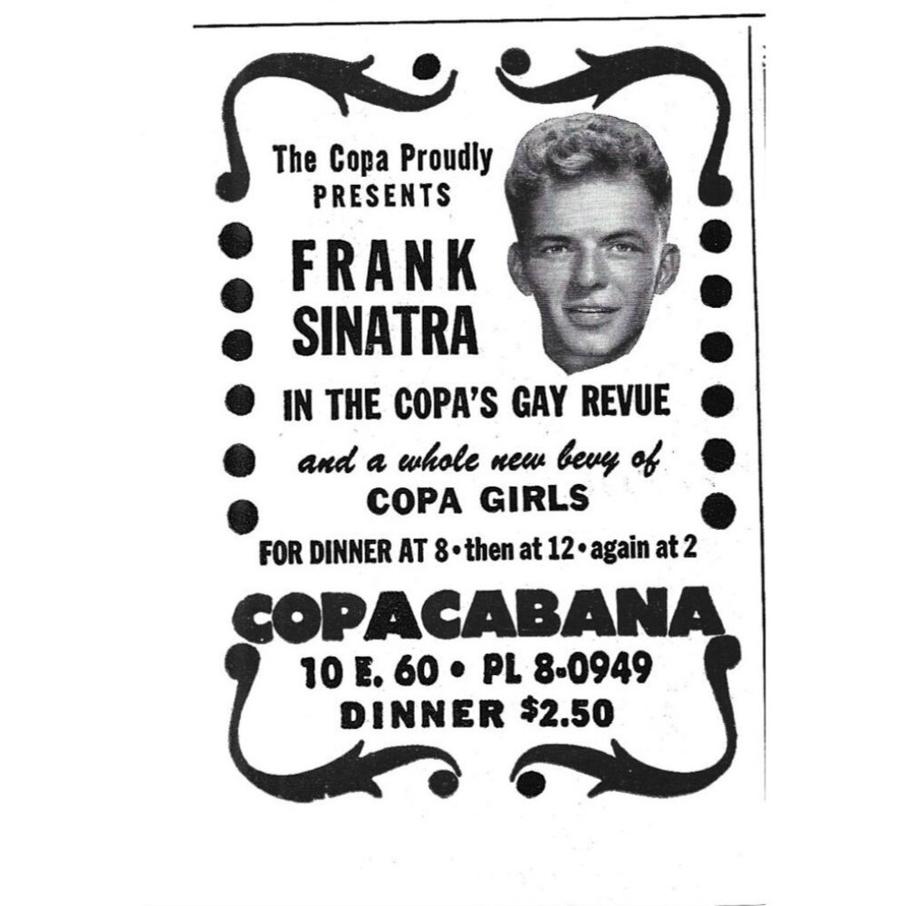 Frank Sinatra Copacabana Advertisement 1950s Vintage Print Ad
